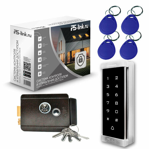 Комплект системы контроля доступа СКУД на одну дверь PS-link T6MF-B / эл. механический замок / кодовая панель / RFID
