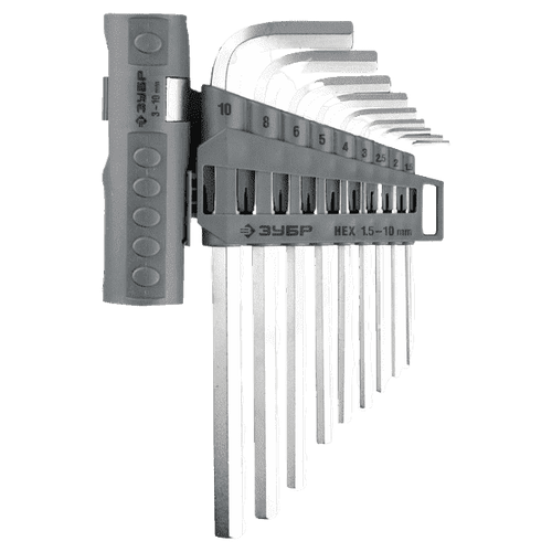 Набор ключей ЗУБР имбусовых длинных HEX 1,5-10 мм набор длинных имбусовых ключей зубр 9 шт 2745 4 3