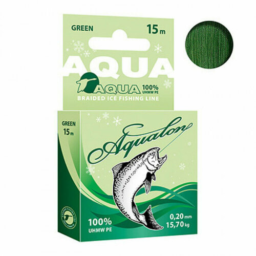 leska shnur aqua aqualon 100m020mm olivkovaya Шнур Aqua Aqualon 15м*0.20мм зимний темно-зеленый