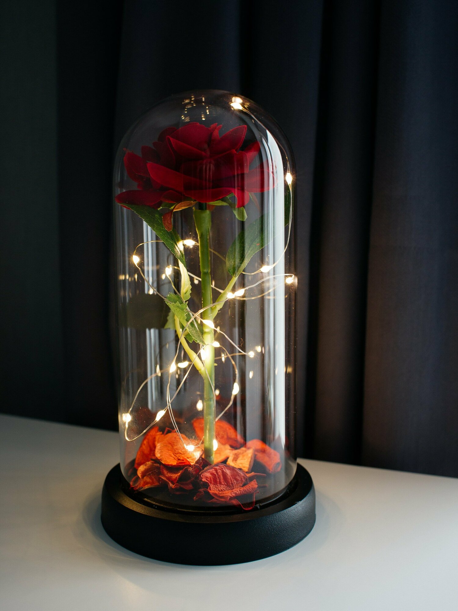 Ночник роза красная в колбе со светодиодной подсветкой роза подарок - фотография № 12