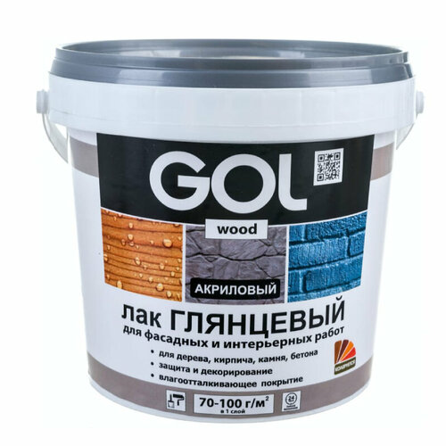 Лак GOL wood 09 кг акриловый глянцевый бесцветный 2 шт 990₽