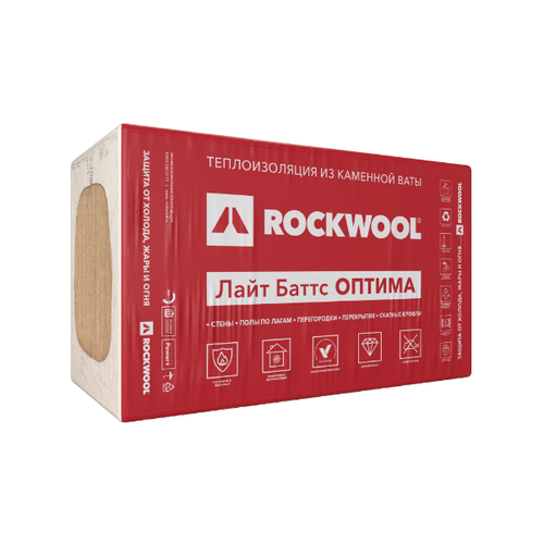 Утеплитель Rockwool Лайт Баттс Оптима 100мм, 3м2 утеплитель rockwool лайт баттс оптима 100мм 3м2