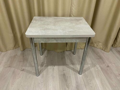 Изображение товара Стол обеденный раздвижной 80 см на 60(120) см серый с хромированными ножками