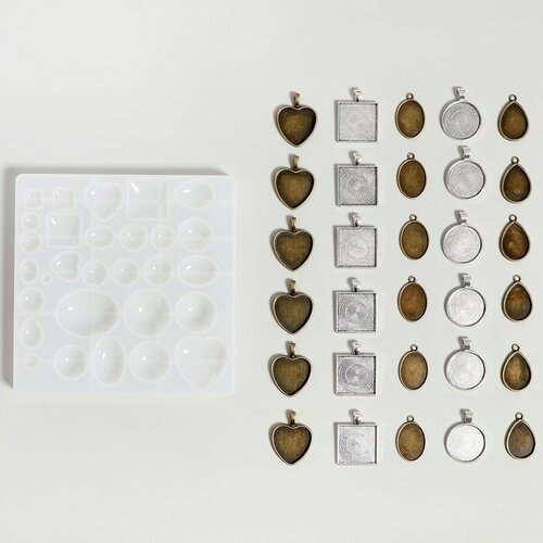 Набор для создания украшений из эпоксидеой смолы форма кулоны 5 видов по 5 штук 1077₽