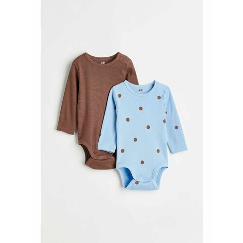 Боди H&M, комплект из 2 шт., размер 62, коричневый, голубой боди babymaya для девочек на кнопках размер 62 черный