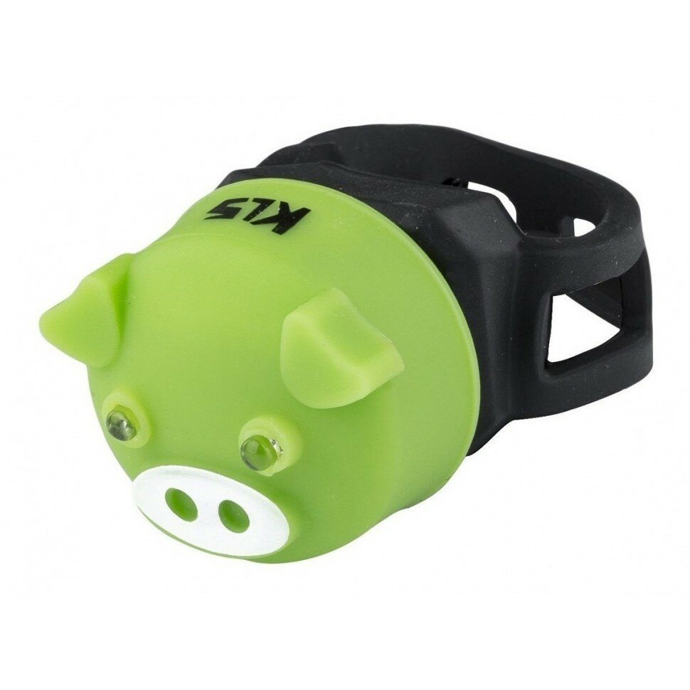 Фонарик задний KLS PIGGY, 2 x LED, 2 режима, 2хCR2032, зелёный