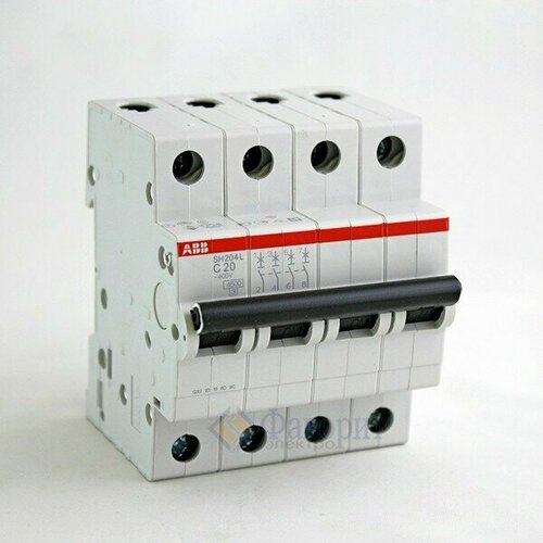 SH204 C10 Автоматический выключатель 4-полюсный, 10А, 6kA (хар-ка C) ABB, 2CDS214001R0104 sh204 c25 автоматический выключатель 4 полюсный 25а 6ka хар ка c abb 2cds214001r0254