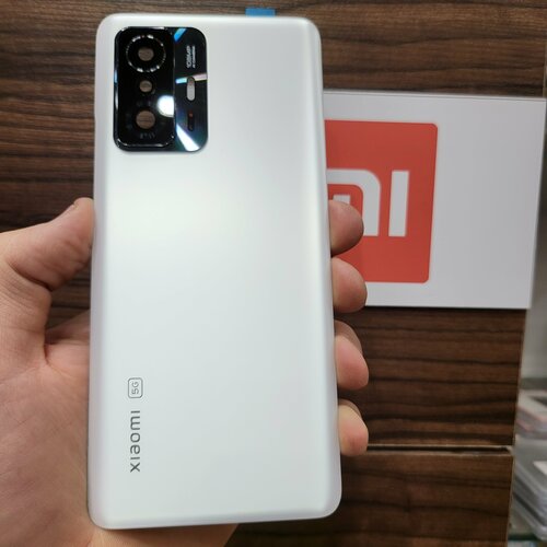 Крышка для Xiaomi 11T - оригинальная задняя стеклянная панель (белого цвета)