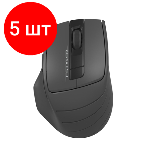 Комплект 5 штук, Мышь компьютерная A4Tech Fstyler (FG30 GREY) сер/2000dpi/беспроводн/6кн