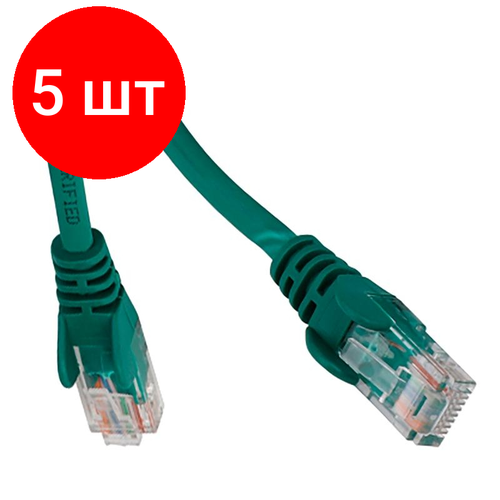 Комплект 5 штук, Патч-корд Lanmaster LSZH UTP Cat.5e, 7.0 м, зеленый (LAN-PC45/U5E-7.0-GN) комплект 5 штук патч корд lanmaster lszh utp cat 5e 7 0 м оранжевый lan pc45 u5e 7 0 or