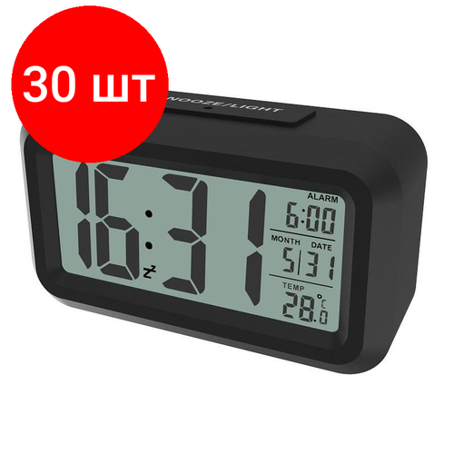 Комплект 30 штук, Часы-будильник цифровые RITMIX CAT-100 черный