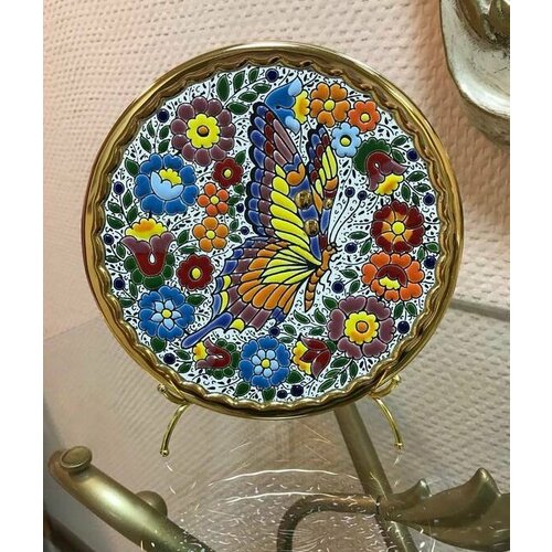 Тарелка декоративная, настенная Cearco диаметр 17 см, ручная работа испанских мастеров, вулканическая керамика.