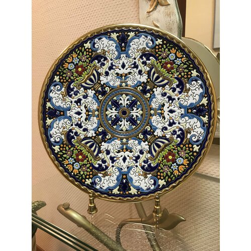 Тарелка декоративная, настенная Cearco диаметр 35 см, ручная работа испанских мастеров, вулканическая керамика.