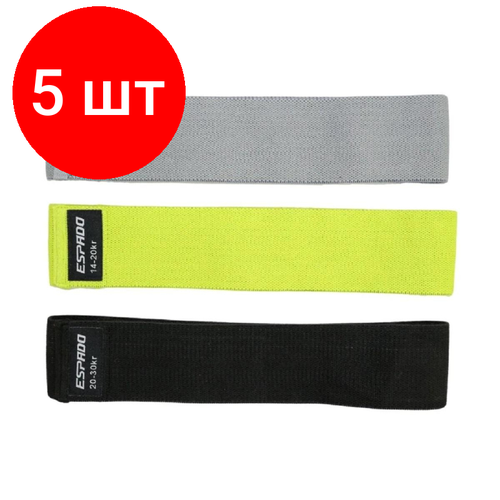 Комплект 5 наб, Набор фитнес-резинок тканевых Espado ES9991 720x70x3mm, УТ-00001275