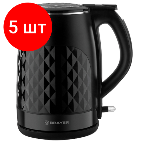 Комплект 5 шт Чайник с двойными стенками BRAYER BR1043BK 15 л 2200 Вт закрытый нагревательный элемент черный 2107600₽