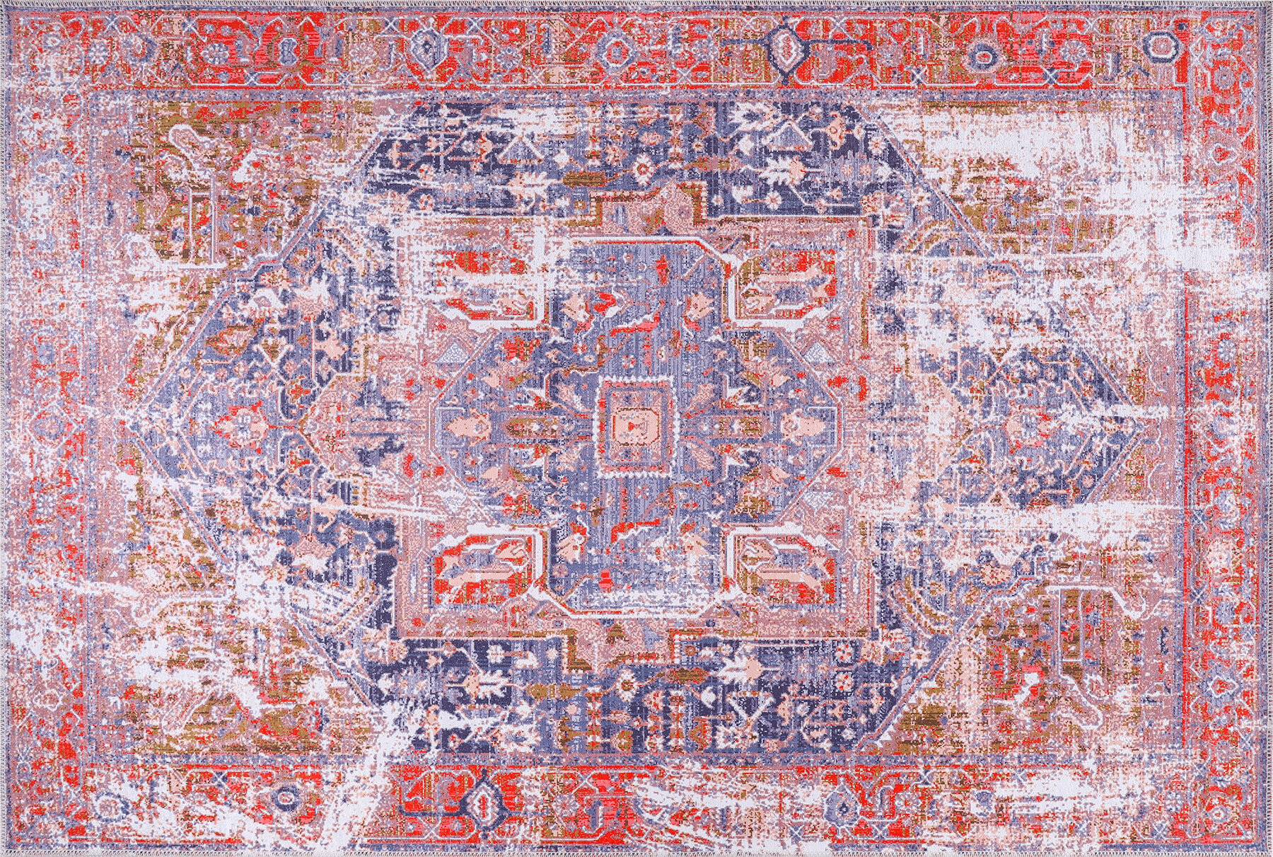 Ковер Divahome "Килим", безворсовый, 60x90 см, бежевый/синий