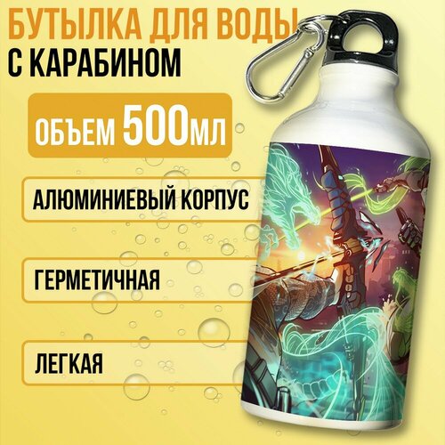 фото Бутылка спортивная/туристическая фляга белая игры overwatch (овервотч, дива, вдова, ангел, ханзо, гендзи) - 7310 бруталити