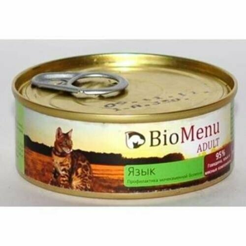 Biomenu Adult Консервы для Кошек Мясной Паштет с Языком 95%-Мясо 24х100г biomenu adult консервы для кошек мясной паштет с кроликом 95% мясо 100 г 24 шт