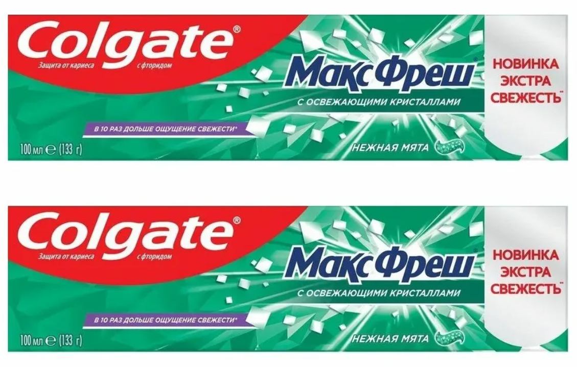 Зубная паста Colgate, Макс Фреш, нежная мята, 100 мл. 2 шт.