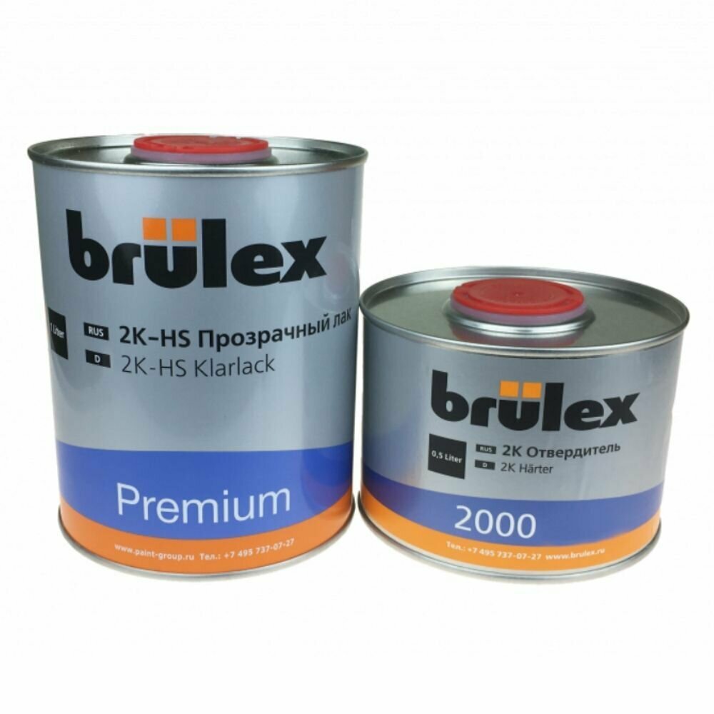 фото Лак Brulex 2K HS прозрачный Премиум 1 л. + Отвердитель 0.5л