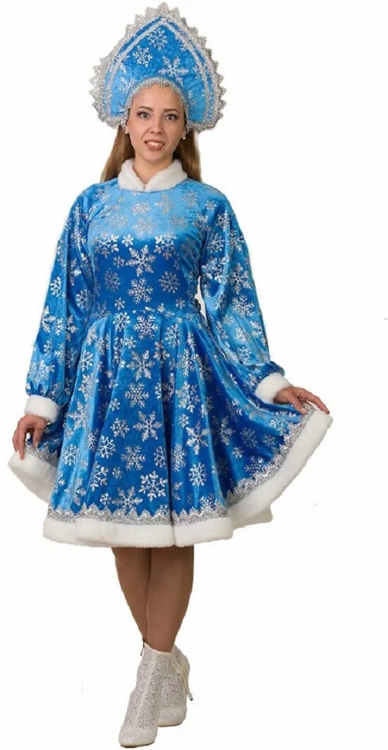 Карнавальный костюм (взрослый) "Снегурочка Амалия" размер 46, цвет голубой