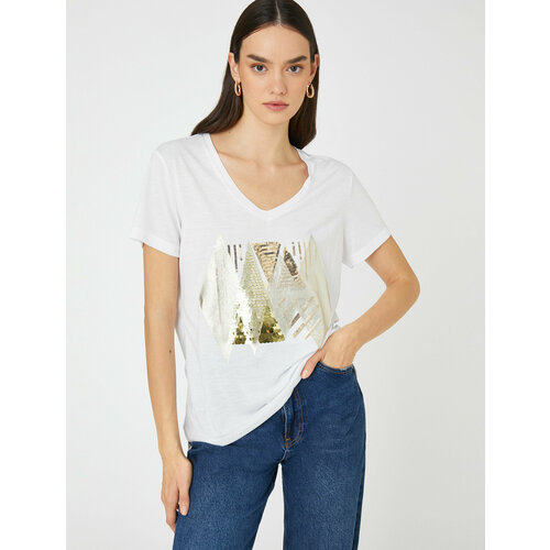 фото Футболка koton, размер s, бежевый