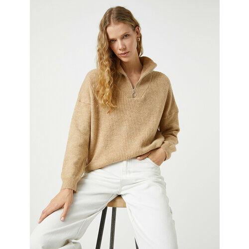 фото Свитер koton, размер 42, коричневый, белый