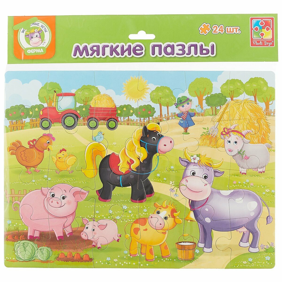 Пазлы мягкие Vladi Toys Ферма А4 24 элемента - фото №11