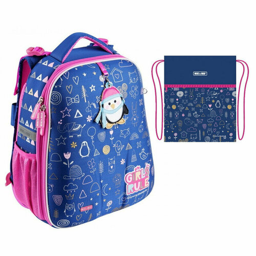 Школьный рюкзак Mike&Mar Пингвин синий 1008-186 + мешок рюкзак городской mike mar 72212cp серый цветы