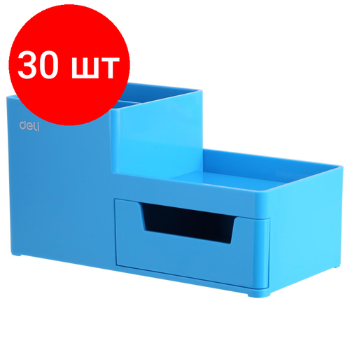 Комплект 30 штук, Подставка-органайзер Deli Rio EZ25130, 1 выдвижной лоток, 3 отд, синий