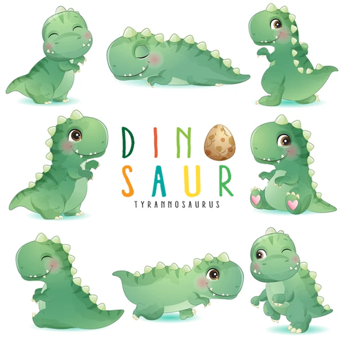 Наклейки стикеры Зеленые маленькие динозавры