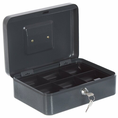 Кэшбокс с ключевым замком 9х25х18 см сталь цвет матовый черный 1958₽