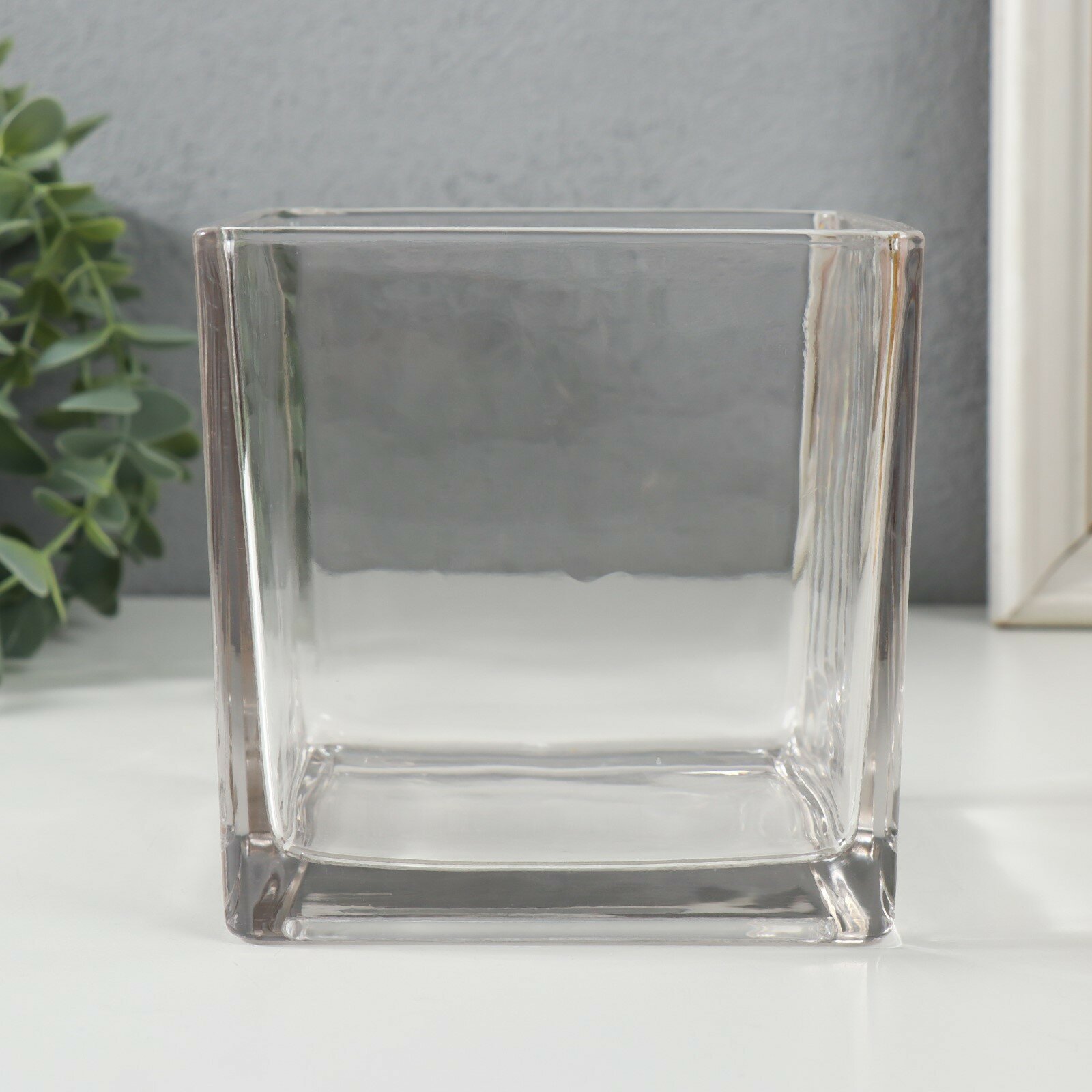 Подсвечник стекло на 1 свечу "Квадратный" прозрачный 12х12х12 см - фотография № 2