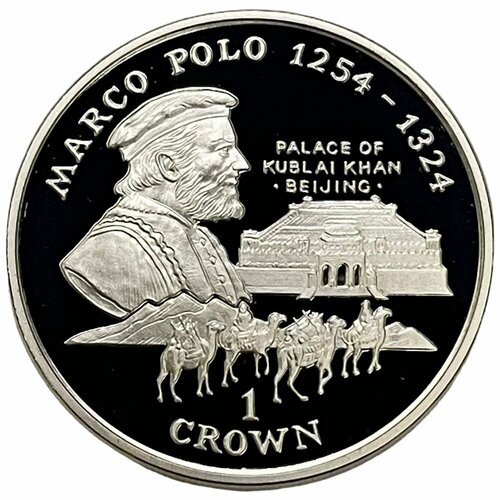 1998 монета остров мэн 1998 год 1 крона локомотив летающий шотландец медь никель proof Остров Мэн 1 крона 1998 г. (Марко Поло) (Ag) (Proof) (2)