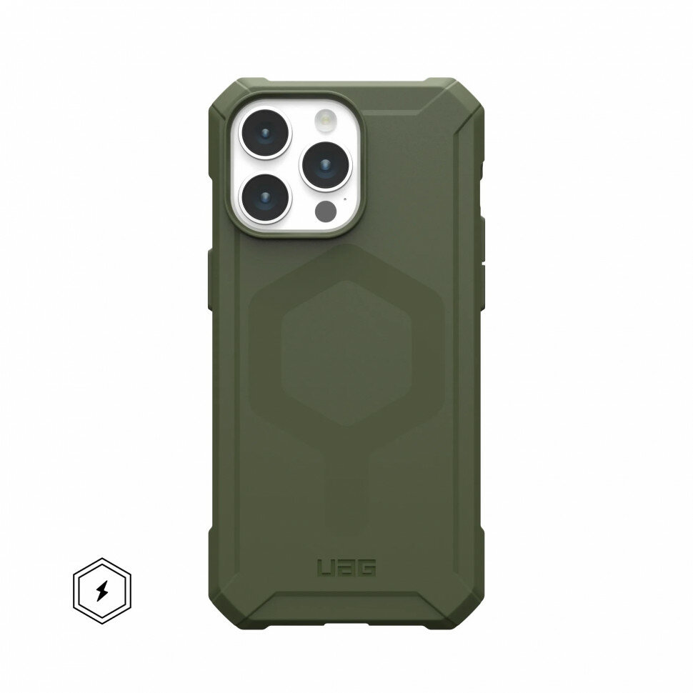 Чехол с поддержкой MAGSAFE UAG Essential Armor для iPhone 15 Pro MAX 6.7", цвет оливковый (Olive Drab)
