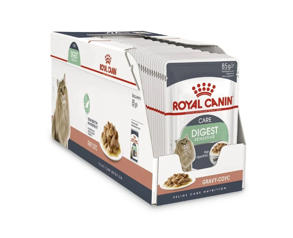 Royal Canin Digest Sensitive пауч для кошек с чувствительным пищеварением (кусочки в соусе) Мясо, 85 г. упаковка 28 шт
