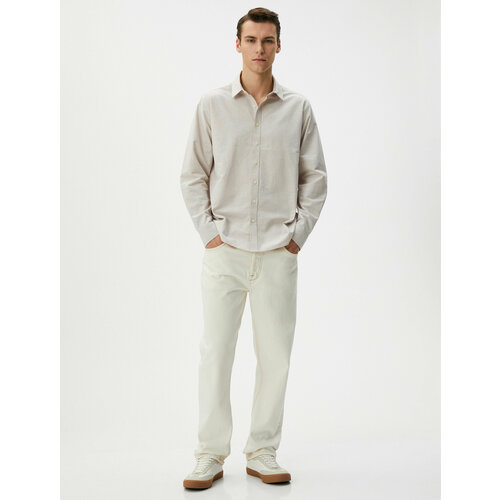 фото Рубашка koton, размер 50, бежевый