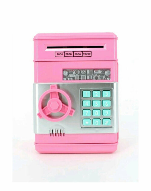 Копилка-сейф для денег с кодовым замком Number Bank, розовая