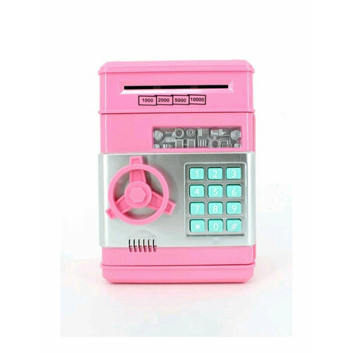 Копилка-сейф для денег с кодовым замком Number Bank розовая 899₽