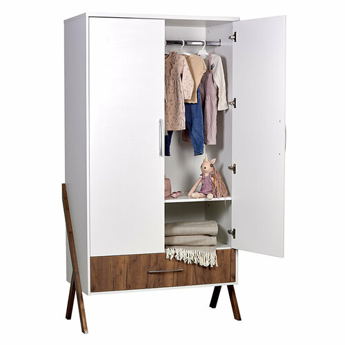 Шкаф двухсекционный Polini kids Porto 3100 с 1 ящиком белый-дуб крафт 19990₽
