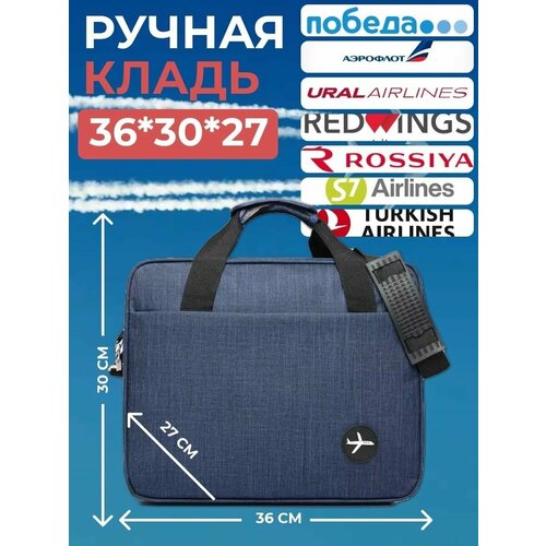 фото Сумка уаилк, 36х30х27 см, ручная кладь, синий нет бренда