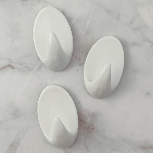 Набор крючков Овал, 3шт, цвет: белый