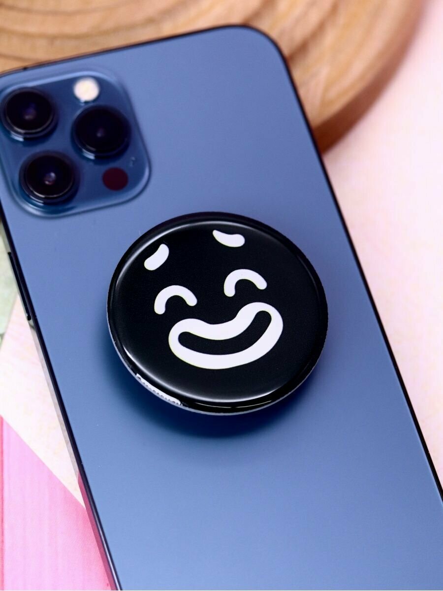 Попсокет держатель для телефона Smiley black