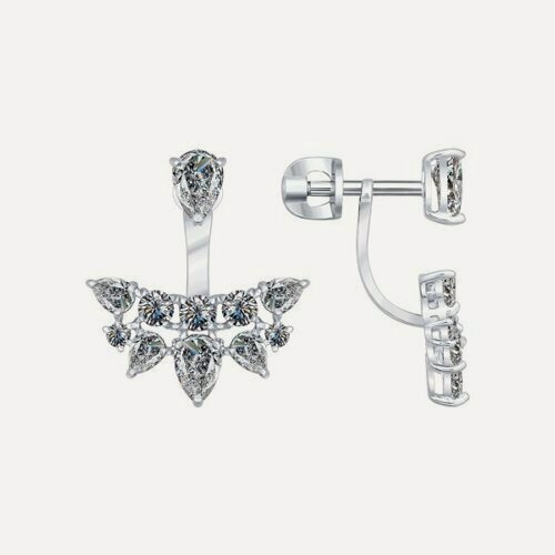 Изображение товара Серьги пусеты, серебро, 925 проба, родирование, фианит