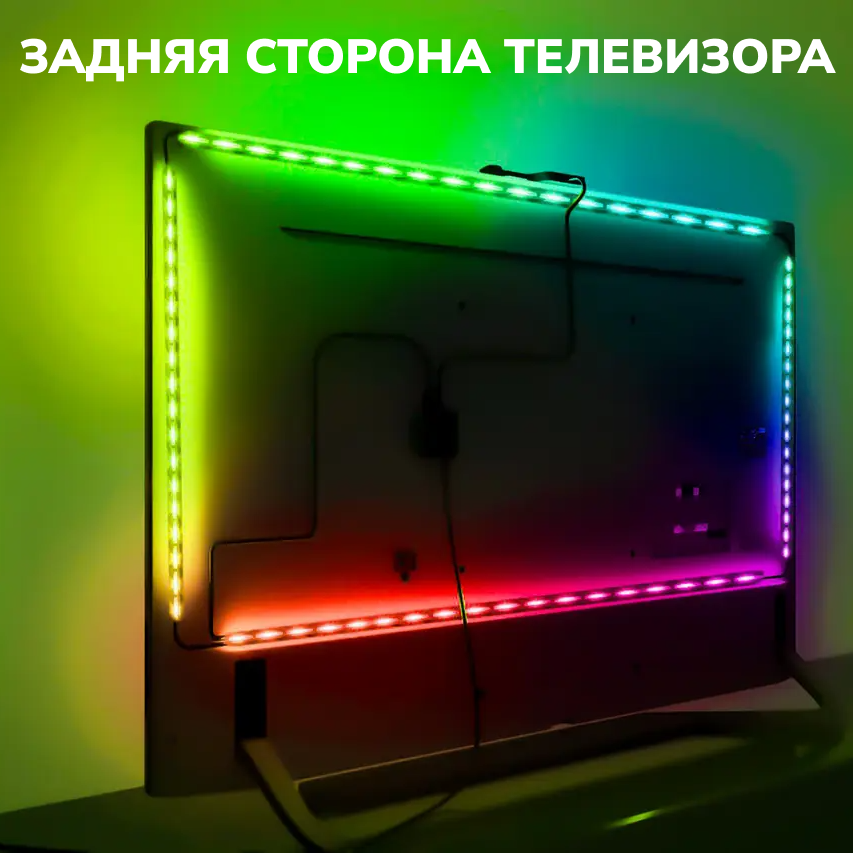 Светодиодная подсветка RGB для монитора 55", 3.8 м, Wi-Fi контроль - фотография № 11
