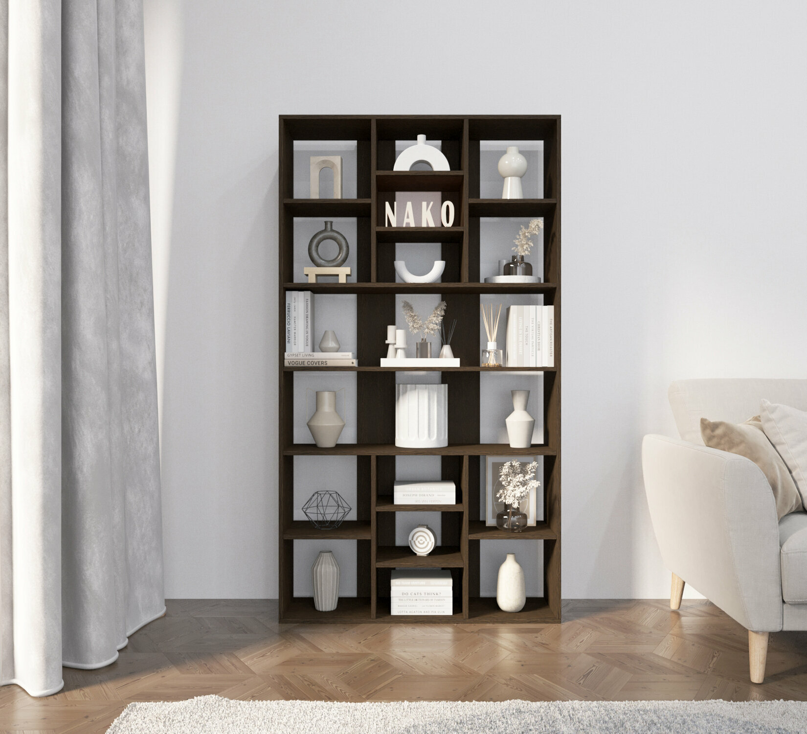 Стеллаж Перегородка для хранения в стиле Лофт модель Бостон Дуб Венге — фото 1