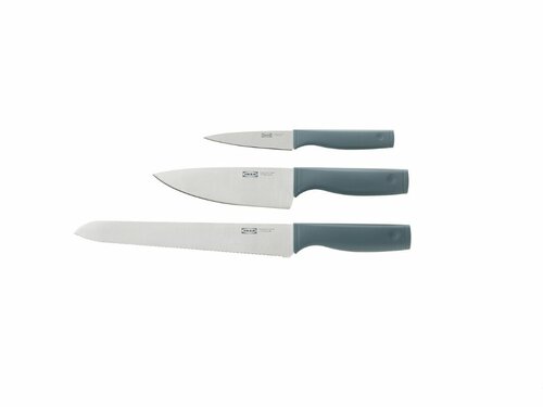 Набор ножей, 3 штуки, серо-бирюзовый IKEA TIGERBARB