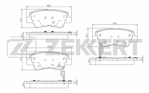 Колодки тормозные Hyundai Solaris 10-, Elantra; Kia Rio 11-, Soul 1.6 09- задние дисковые Zekkert