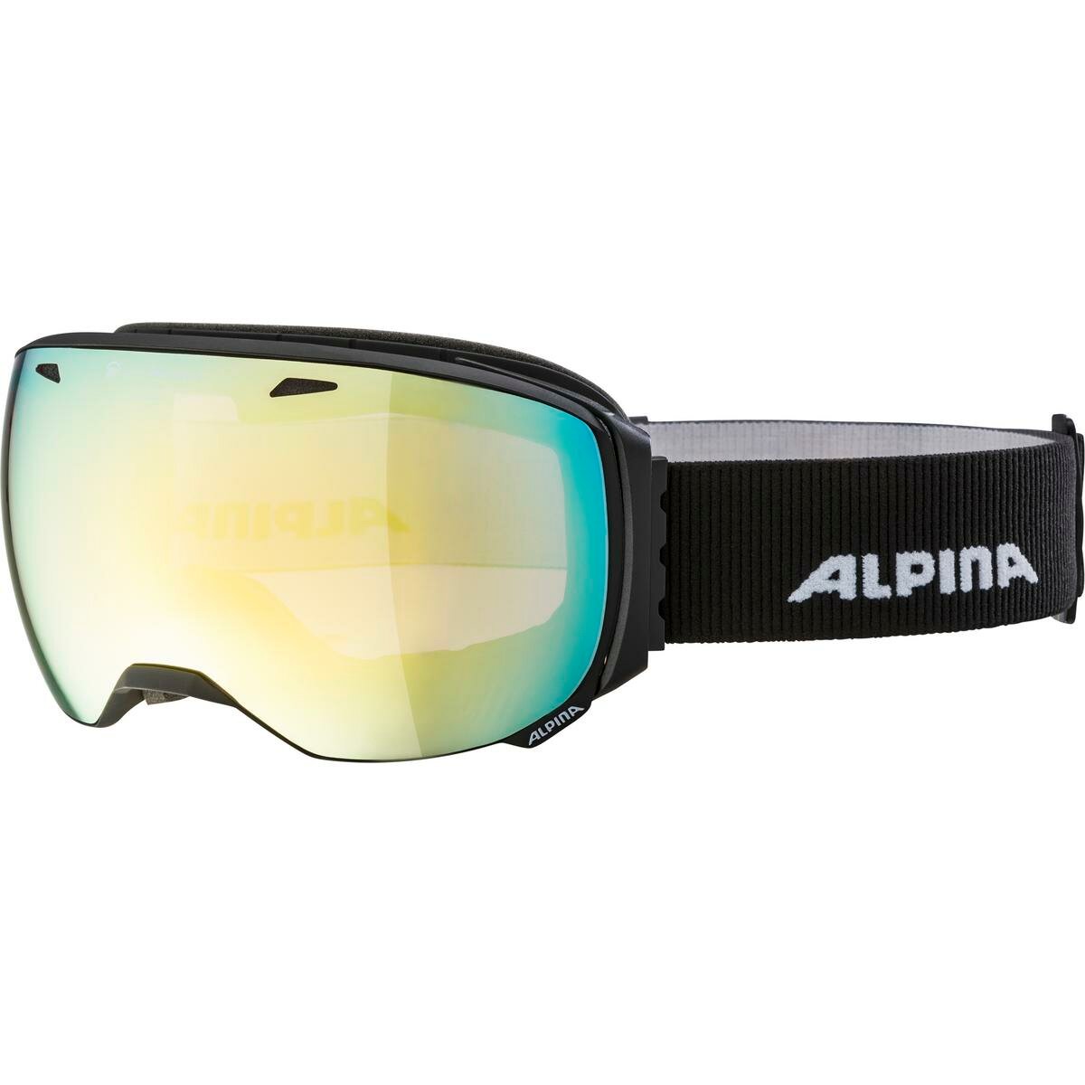 Маска горнолыжная Alpina Big Horn QV black matt линза mirror gold 2023