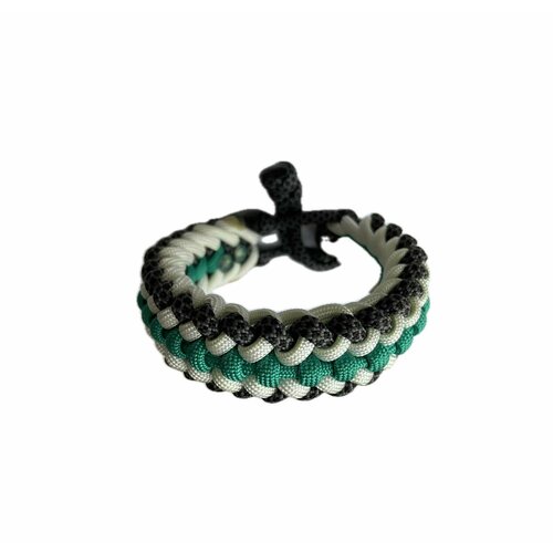 фото Плетеный браслет "проводник", 1 шт., размер 17.5 см, размер one size, диаметр 12 см, белый, зеленый sunny street